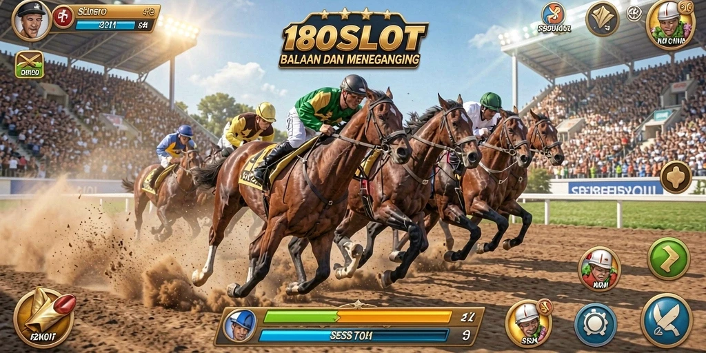 Screenshot gameplay Racing 180SLOT yang penuh aksi dan kecepatan.