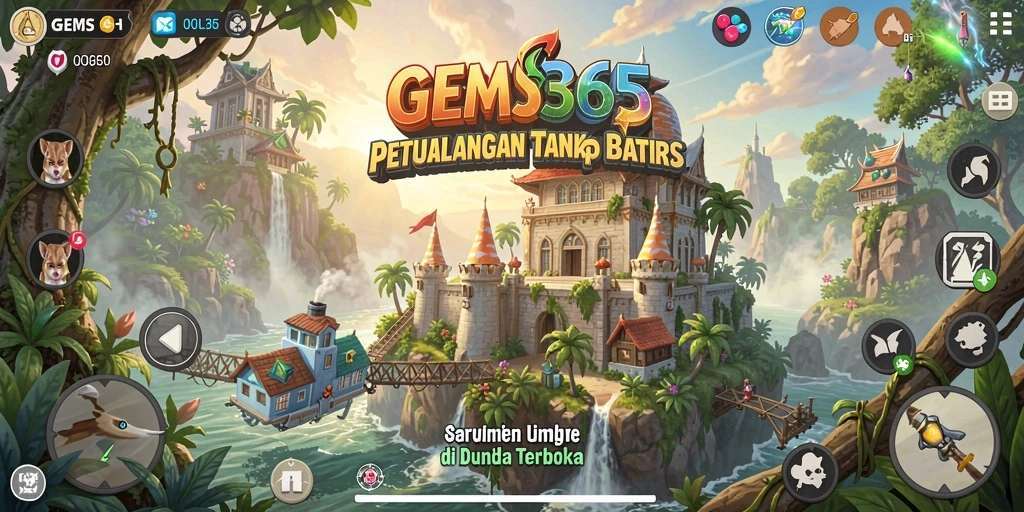 Tangkapan layar GEMS365 menunjukkan petualangan seru di dunia terbuka.