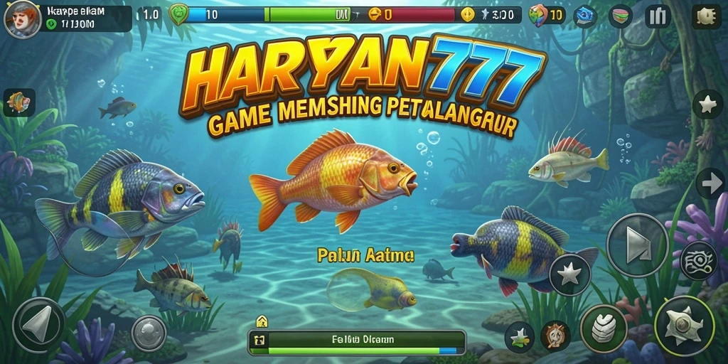 Screenshot gameplay menampilkan aksi memancing yang mendebarkan.
