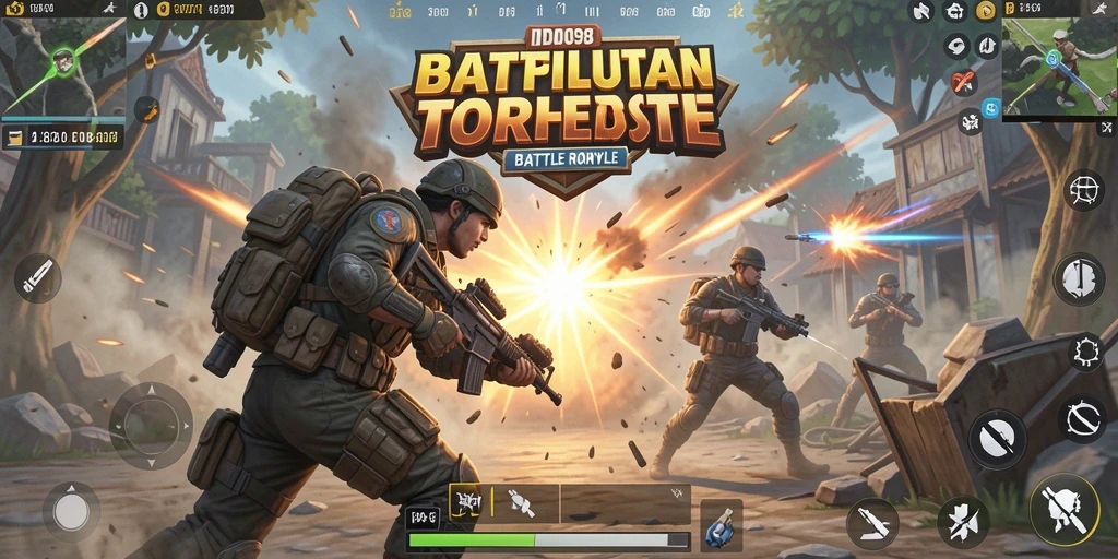Tampilan gameplay intens dari ID098 dalam pertempuran Battle Royale.