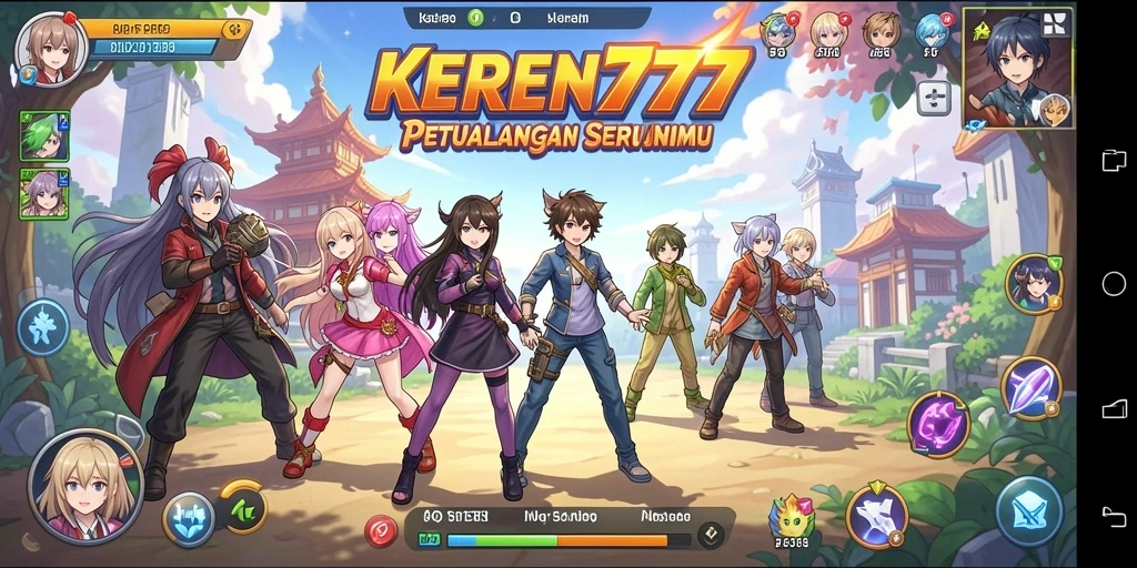 Tangkapan layar gameplay KEREN777 yang menampilkan aksi karakter anime.