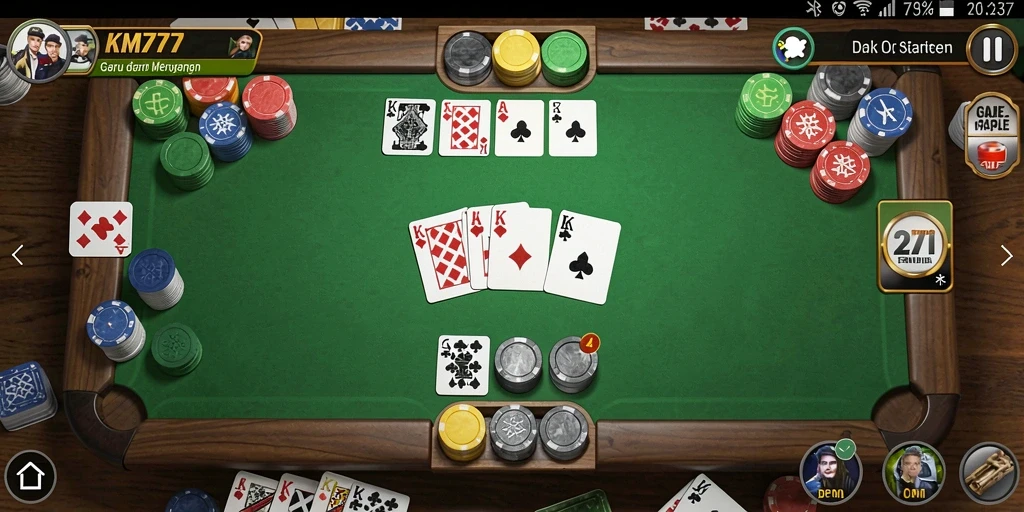 Tampilan seru dari gameplay Gaple di KM777.