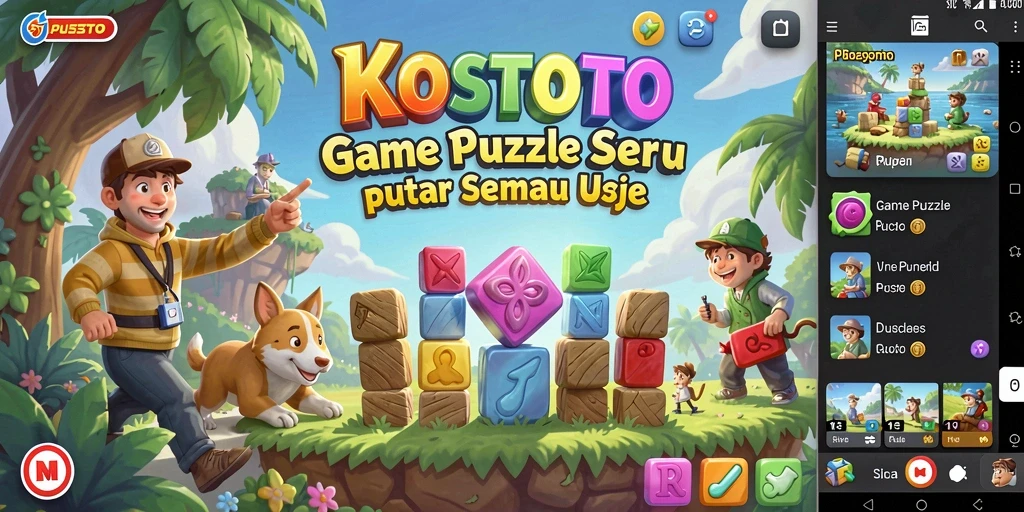 Tampilan gameplay KOSTOTO dengan teka-teki yang menantang.