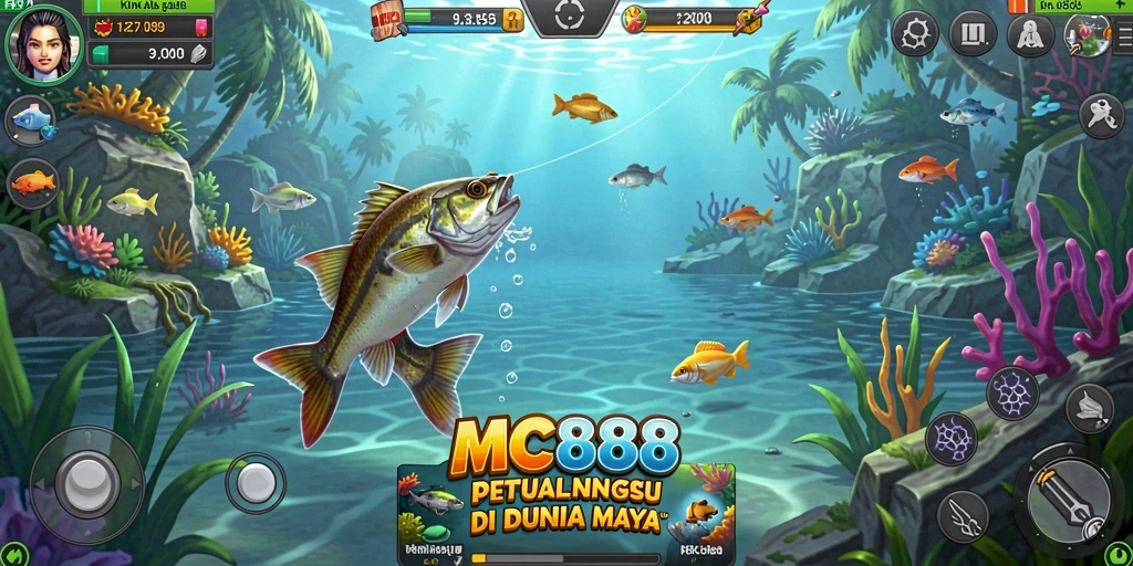 Tangkapan besar di MC888, menunjukkan gameplay memancing yang seru.