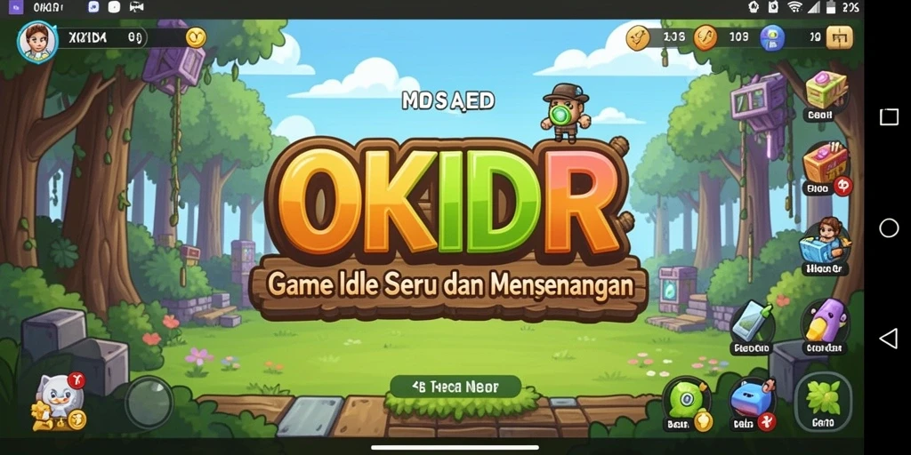 Screenshot utama OKIDR menampilkan gameplay Idle yang seru dan mengasyikkan.
