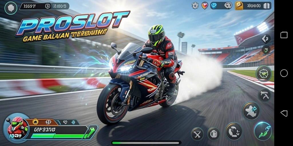 Tampilan gameplay mendebarkan dalam balapan motor.