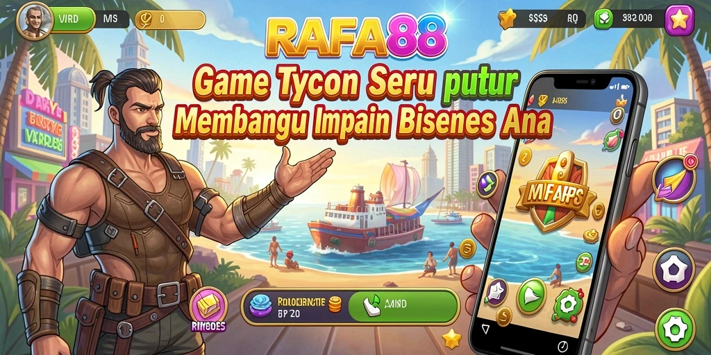 Screenshot gameplay RAFA88 menampilkan serunya membangun bisnis Tycoon.