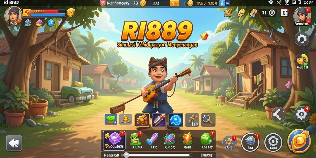 Screenshot gameplay RI889 yang menampilkan interaksi karakter simulasi.