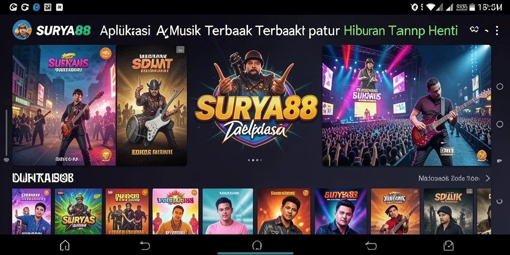 Screenshot utama SURYA88 menunjukkan antarmuka permainan yang menarik dengan pilihan lagu yang banyak.