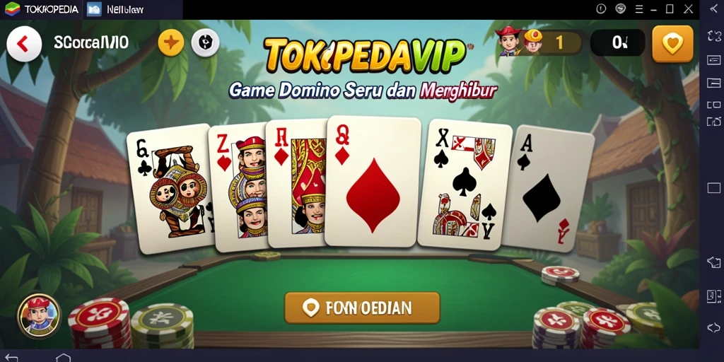 Tampilan screenshot TOKOPEDIAVIP dengan gameplay Domino yang seru.