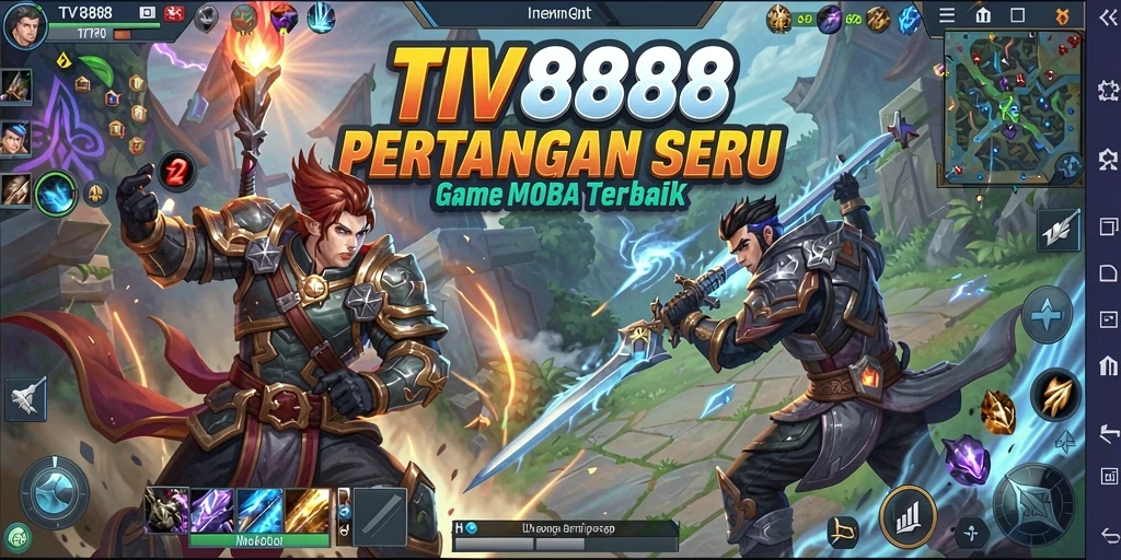 Tangkapan layar gameplay menegangkan di arena MOBA TV888.