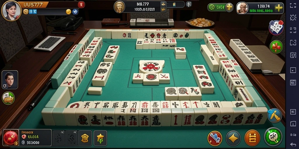 Tampilan gameplay UUS777 yang menarik dan penuh warna dalam permainan Mahjong.