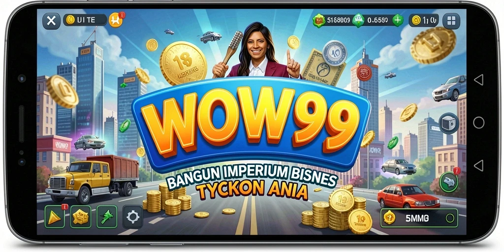 Gameplay WOW99 menampilkan simulasi bisnis Tycoon yang menarik.