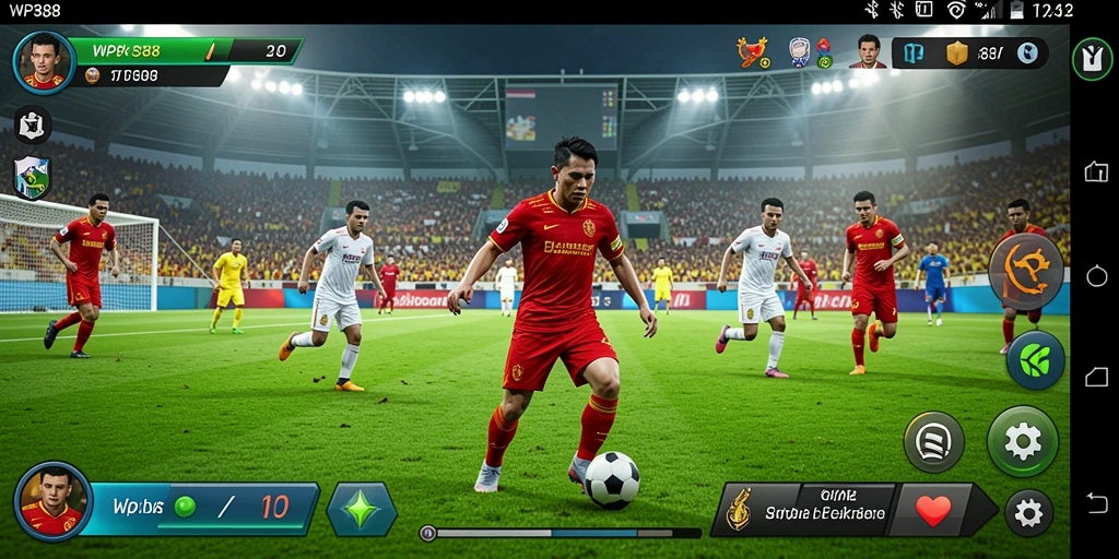 Tampilan gameplay WP888 menampilkan aksi seru pertandingan sepak bola.