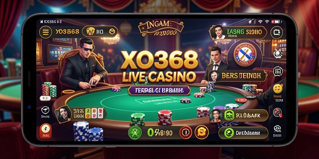 Screenshot gameplay Live Casino dari XO368 dengan dealer profesional.